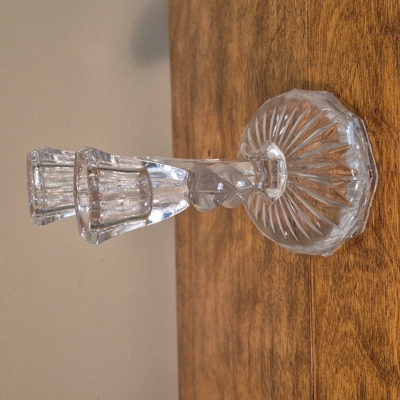 VINTAGE Clear Glass 3 Branch Taper Candle Holder Candelabrum - Picture 5 of 16